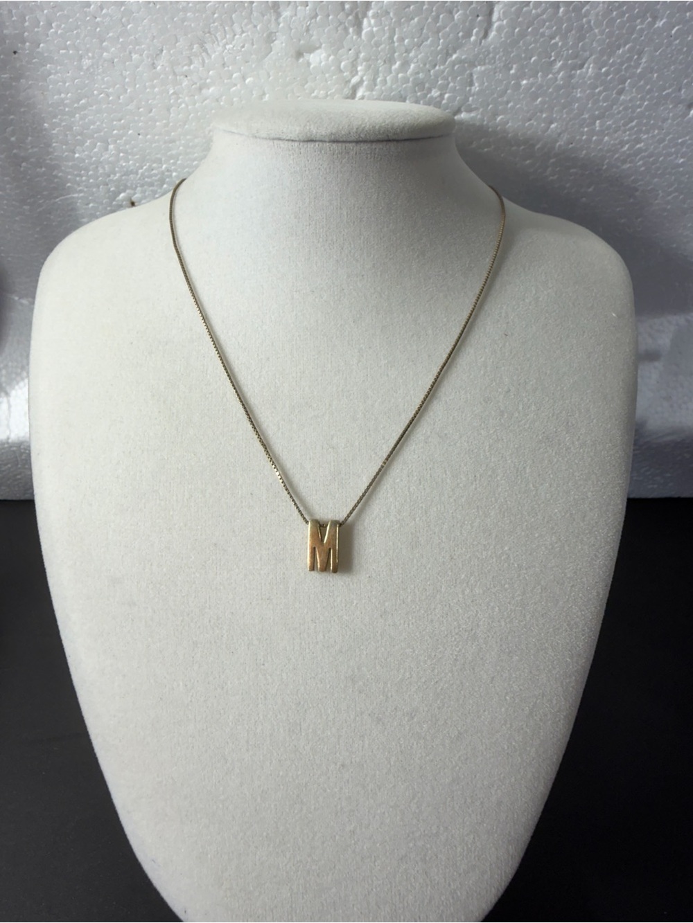 Vintage 925 Sterling Silver Gold Tone Letter M Alphabet Pendant Necklace